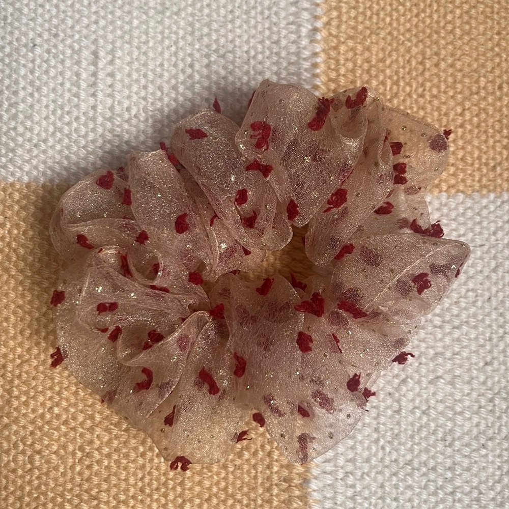 Sheer Scrunchie with Red Accents